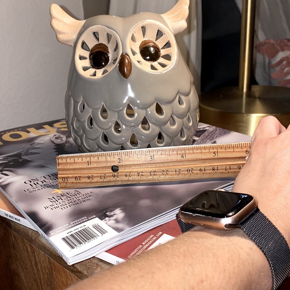 Grey brown tan owl candleholder counter decorative animal fixture ceramic glass - Picture 10 of 14